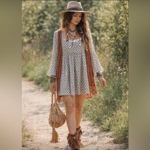 Sage Label Boho Womens Mini Dress Size Medium